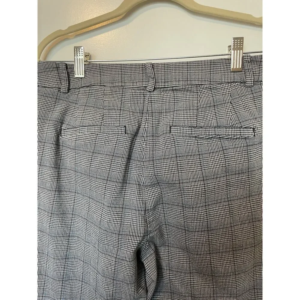 Loft Trouser Pants Work Office High Waist Skinny Plaid Comfort Size 8 Stretch